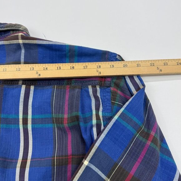 Woolrich Mens Blue Plaid Shirt Long Sleeve Button Up Chest 48" - Picture 9 of 9